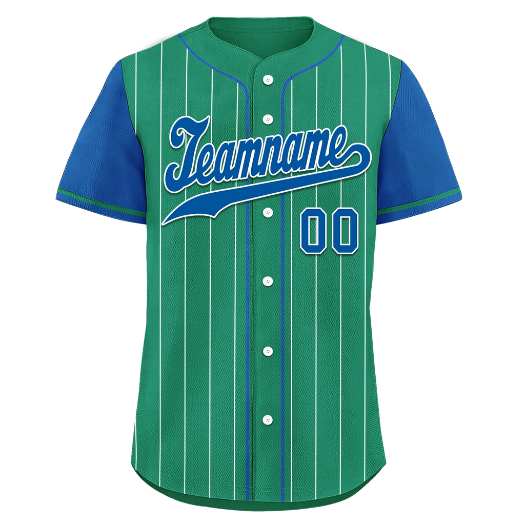 Custom Green Blue Stripe Fashion Personalized Authentic Baseball Jersey BSBJ01-D017245 - Coolcustomize