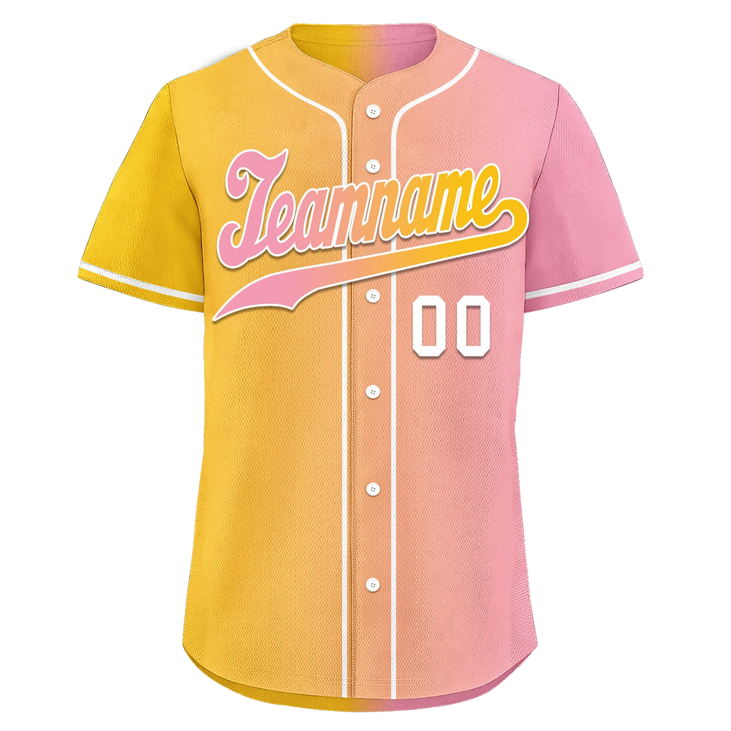 Custom Yellow Pink Gradient Fashion Personalized Authentic Baseball Jersey BSBJ01-D0a7aac - Coolcustomize