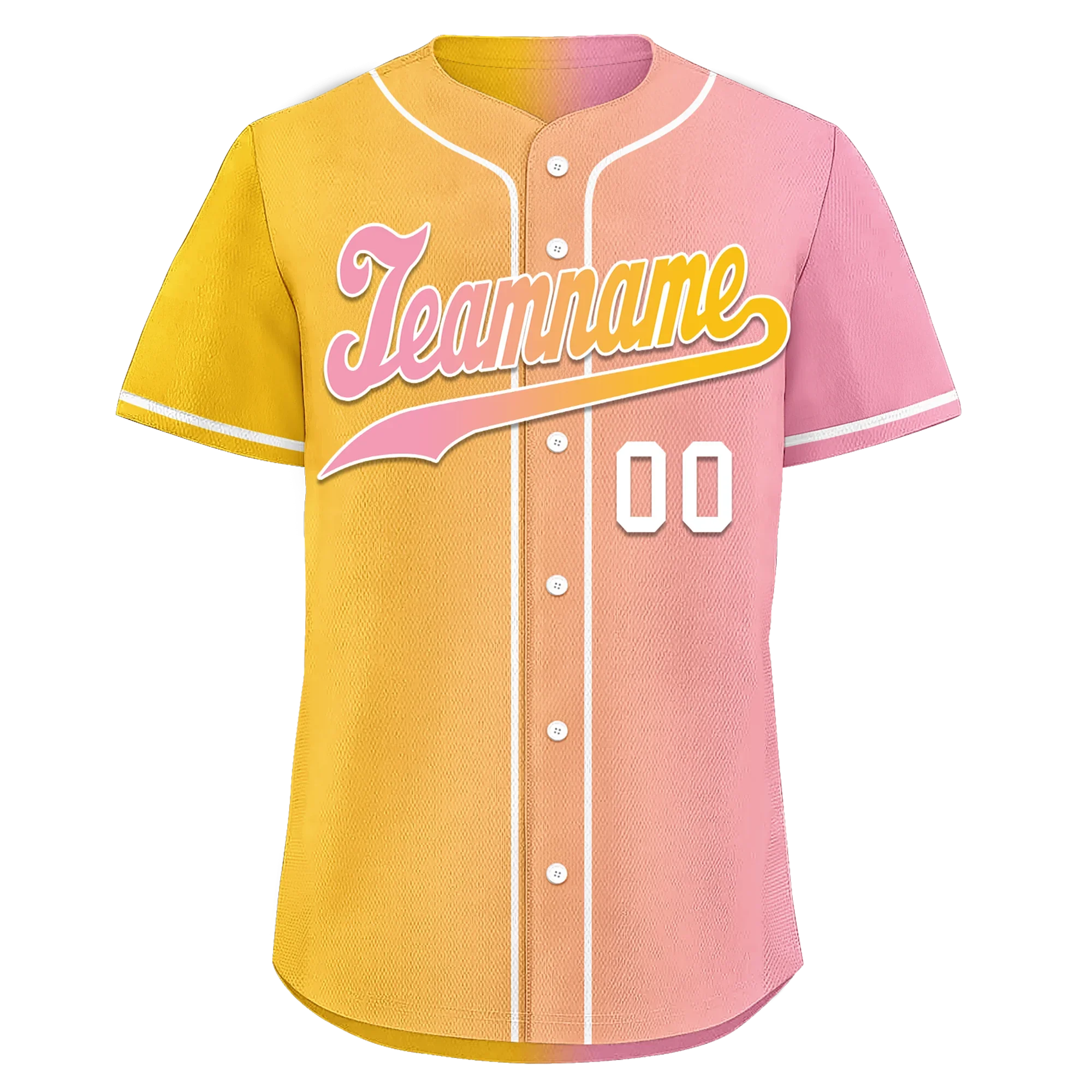 Custom Yellow Pink Gradient Fashion Personalized Authentic Baseball Jersey BSBJ01-D0a7aac - Coolcustomize