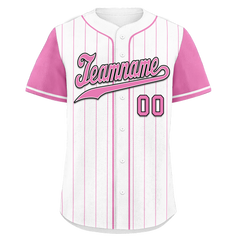 Custom White Pink Stripe Fashion Personalized Authentic Baseball Jersey BSBJ01-D017225