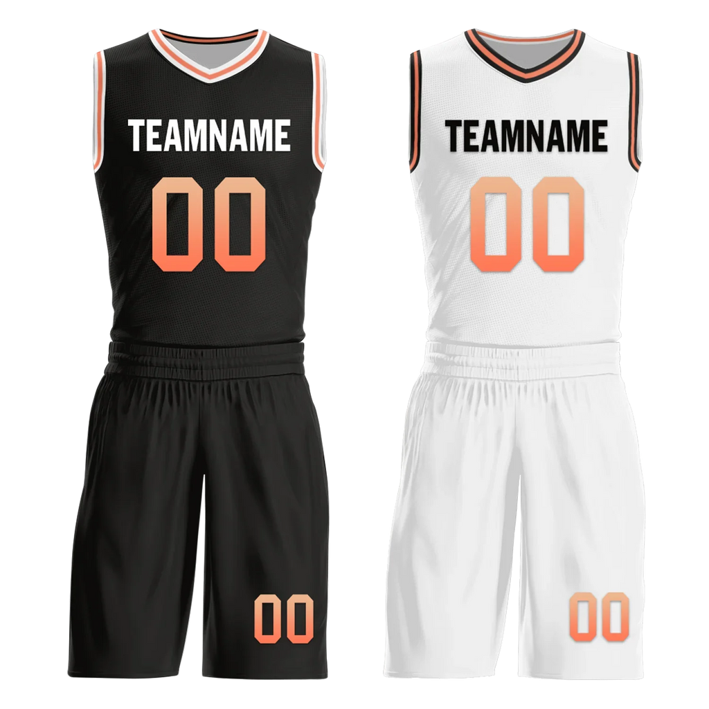 Custom Black White Classic Style Reversible Basketball Uniform Personalized COOLMAX BBJR-D017028 - Coolcustomize