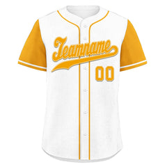 Custom White Yellow Raglan Sleeves Personalized Authentic Baseball Jersey BSBJ01-D020200-11