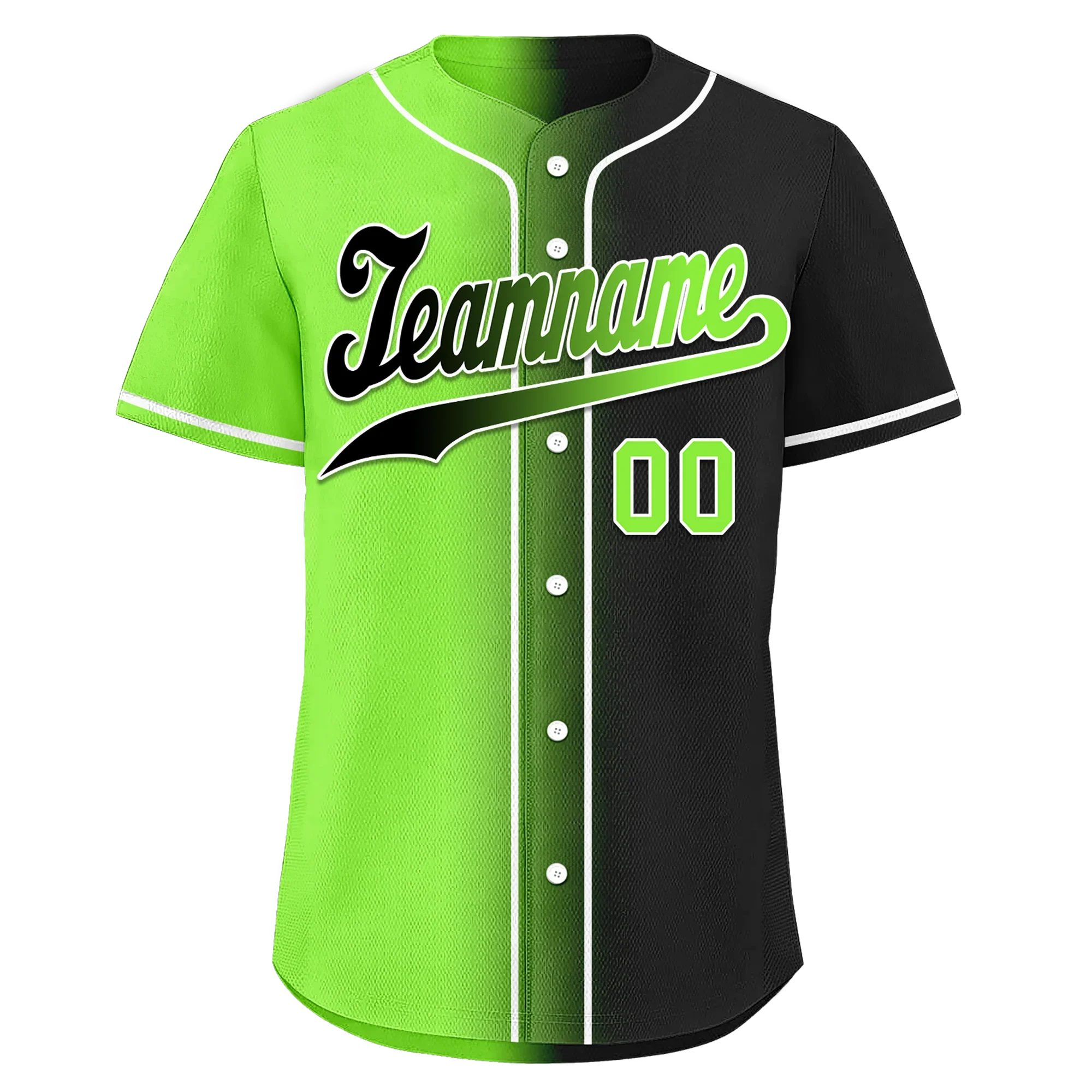 Custom Green Black Gradient Fashion Personalized Authentic Baseball Jersey BSBJ01-D0a709c - Coolcustomize