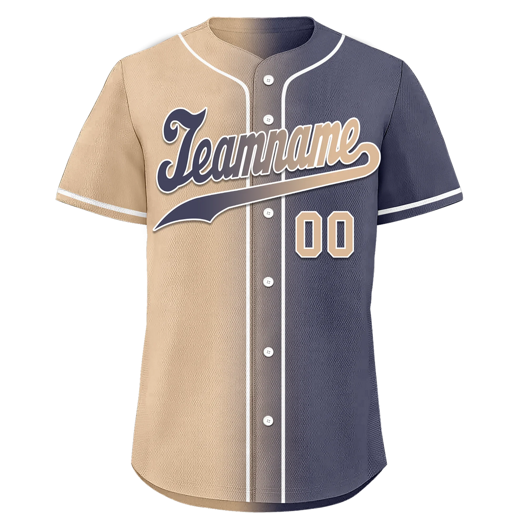 Custom Beige Blue Gradient Fashion Personalized Authentic Baseball Jersey BSBJ01-D0a7080 - Coolcustomize