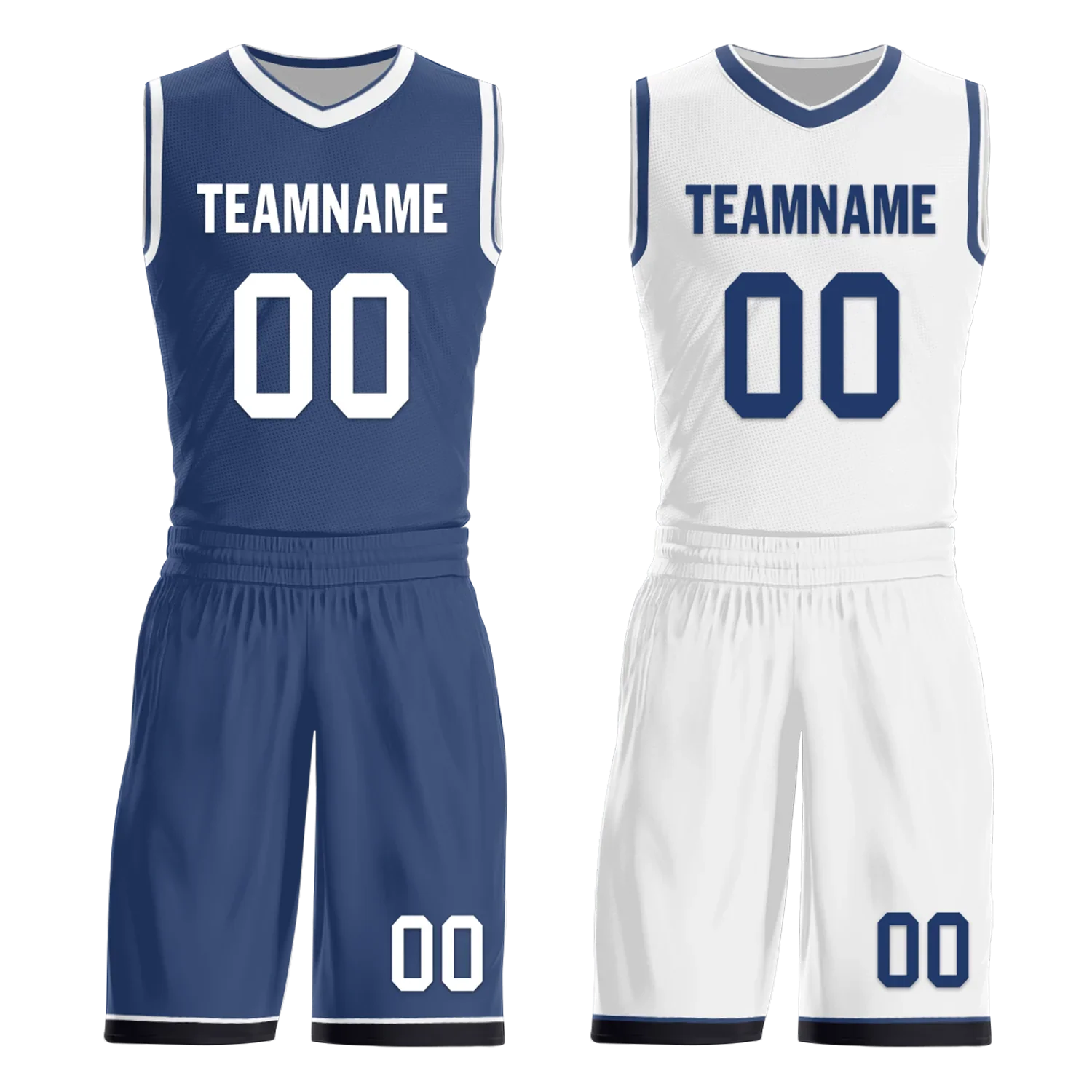 Custom Blue White Classic Style Reversible Basketball Uniform Personalized COOLMAX BBJR-D017053 - Coolcustomize
