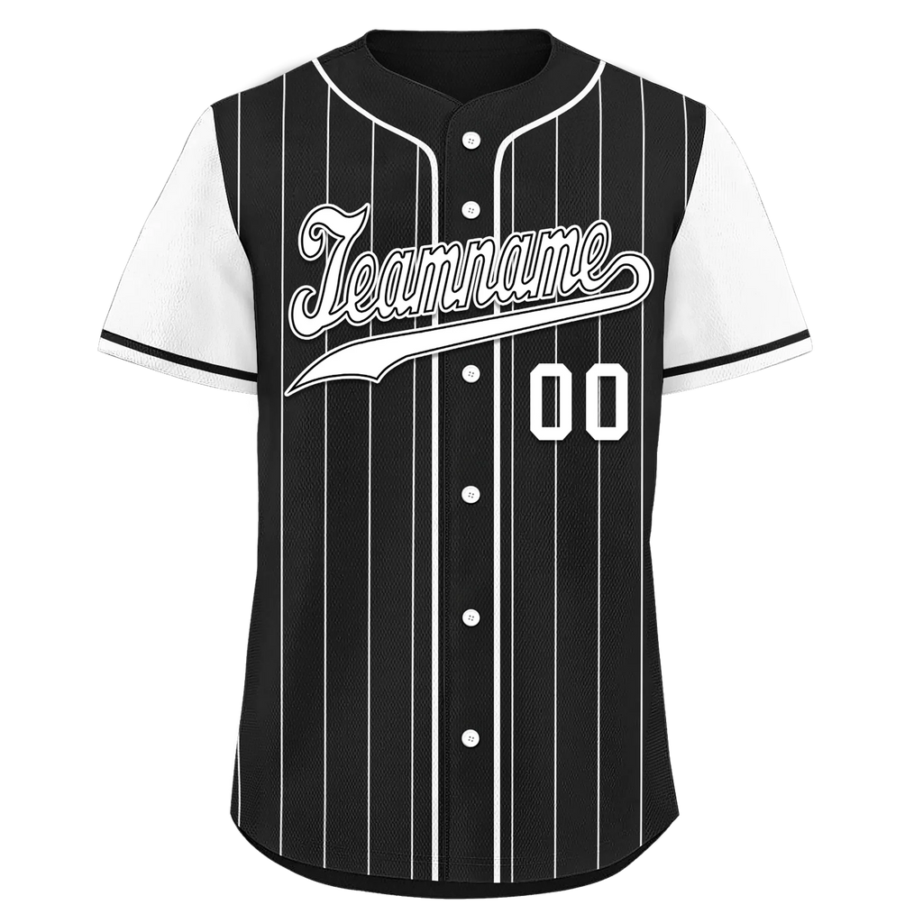 Custom Black White Stripe Fashion Personalized Authentic Baseball Jersey BSBJ01-D017239 - Coolcustomize