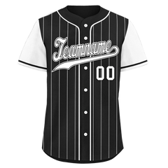 Custom Black White Stripe Fashion Personalized Authentic Baseball Jersey BSBJ01-D017239