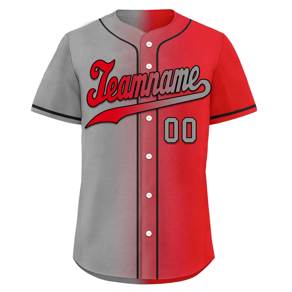 Custom Grey Red Gradient Fashion Personalized Authentic Baseball Jersey BSBJ01-D0a7aad - Coolcustomize