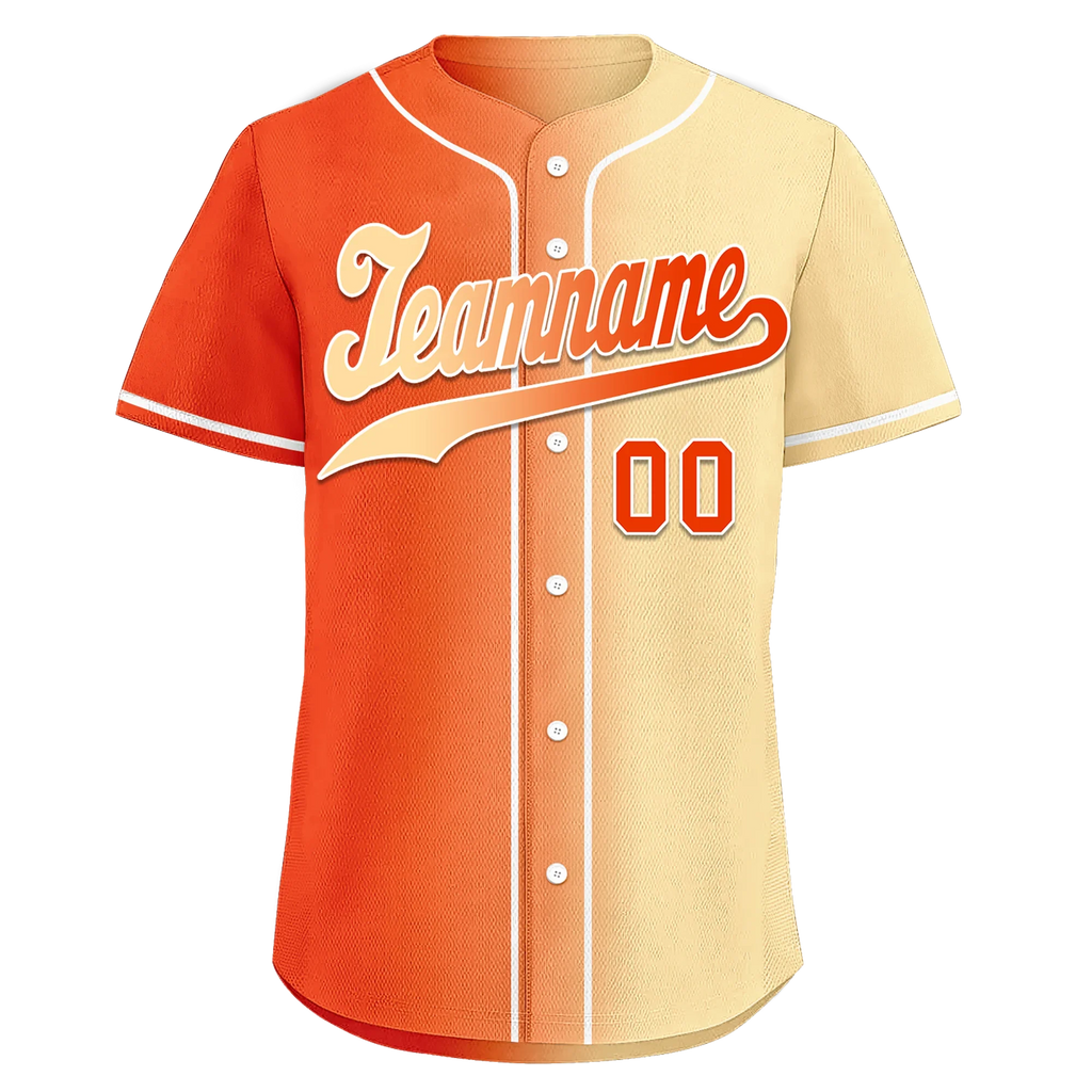 Custom Orange Beige Gradient Fashion Personalized Authentic Baseball Jersey BSBJ01-D0a707f - Coolcustomize