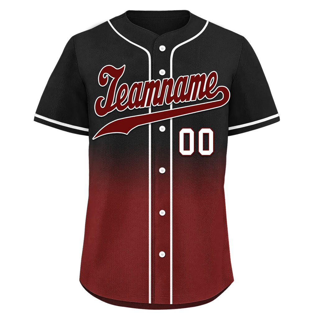 Custom Black Red Fade Fashion Personalized Authentic Baseball Jersey BSBJ01-D0a70f0 - Coolcustomize