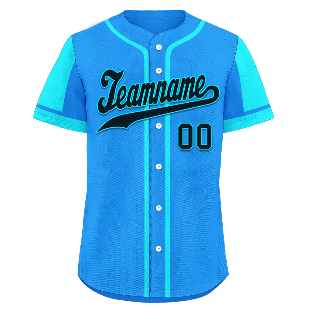 Custom Blue Cyan Raglan Sleeves Personalized Authentic Baseball Jersey BSBJ01-D017199 - Coolcustomize