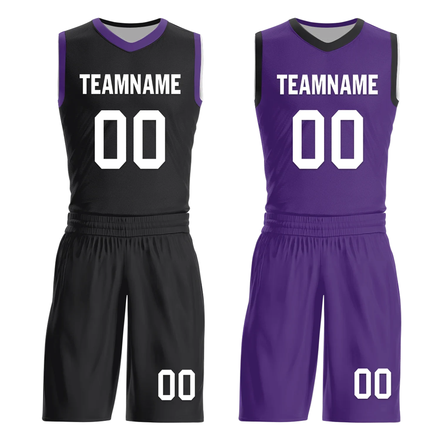 Custom Black Purple Classic Style Reversible Basketball Uniform Personalized COOLMAX BBJR-D017035 - Coolcustomize