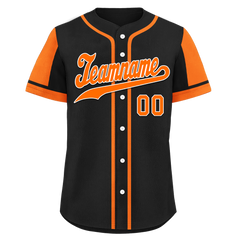 Custom Black Orange Raglan Sleeves Personalized Authentic Baseball Jersey BSBJ01-D017170