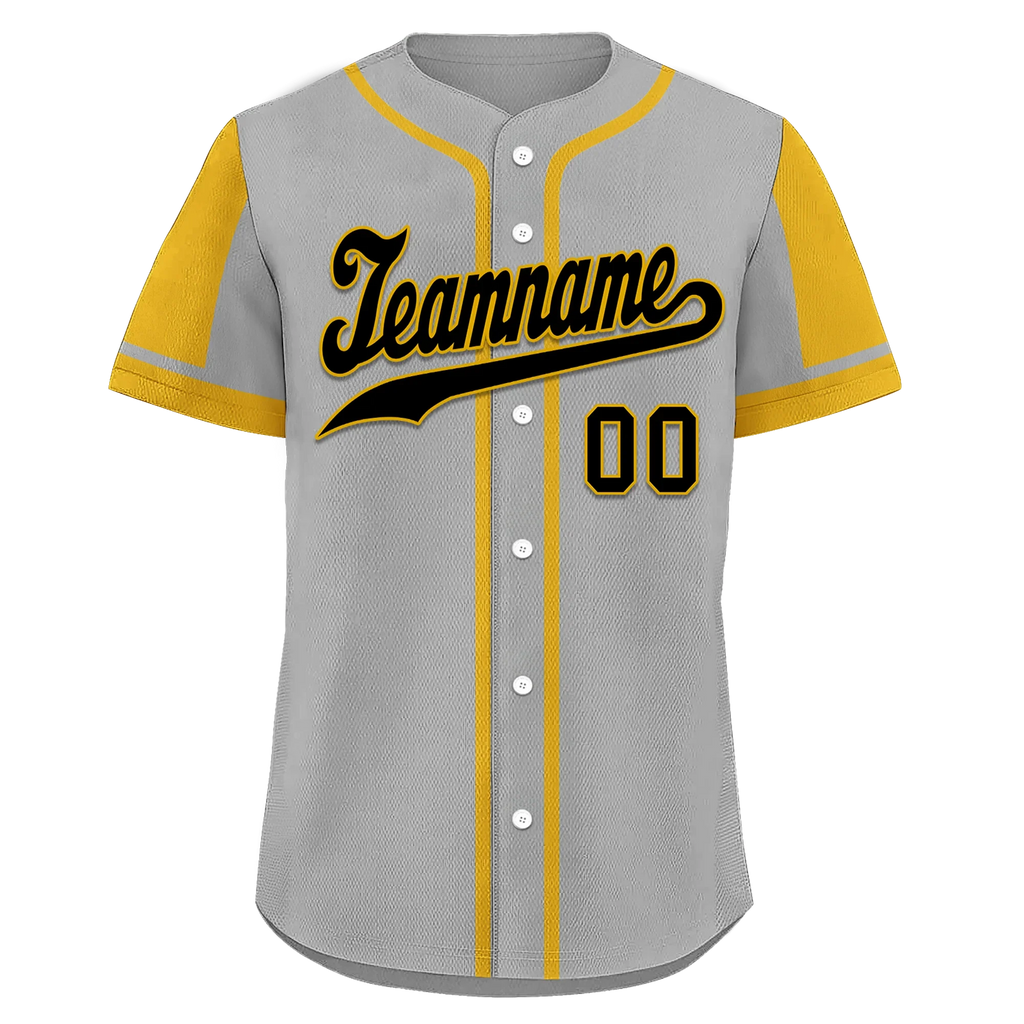Custom Gray Yellow Raglan Sleeves Personalized Authentic Baseball Jersey BSBJ01-D017188 - Coolcustomize