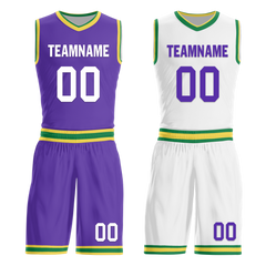 Custom Purple White Classic Style Reversible Basketball Uniform Personalized Ordinary BBJR-D017047