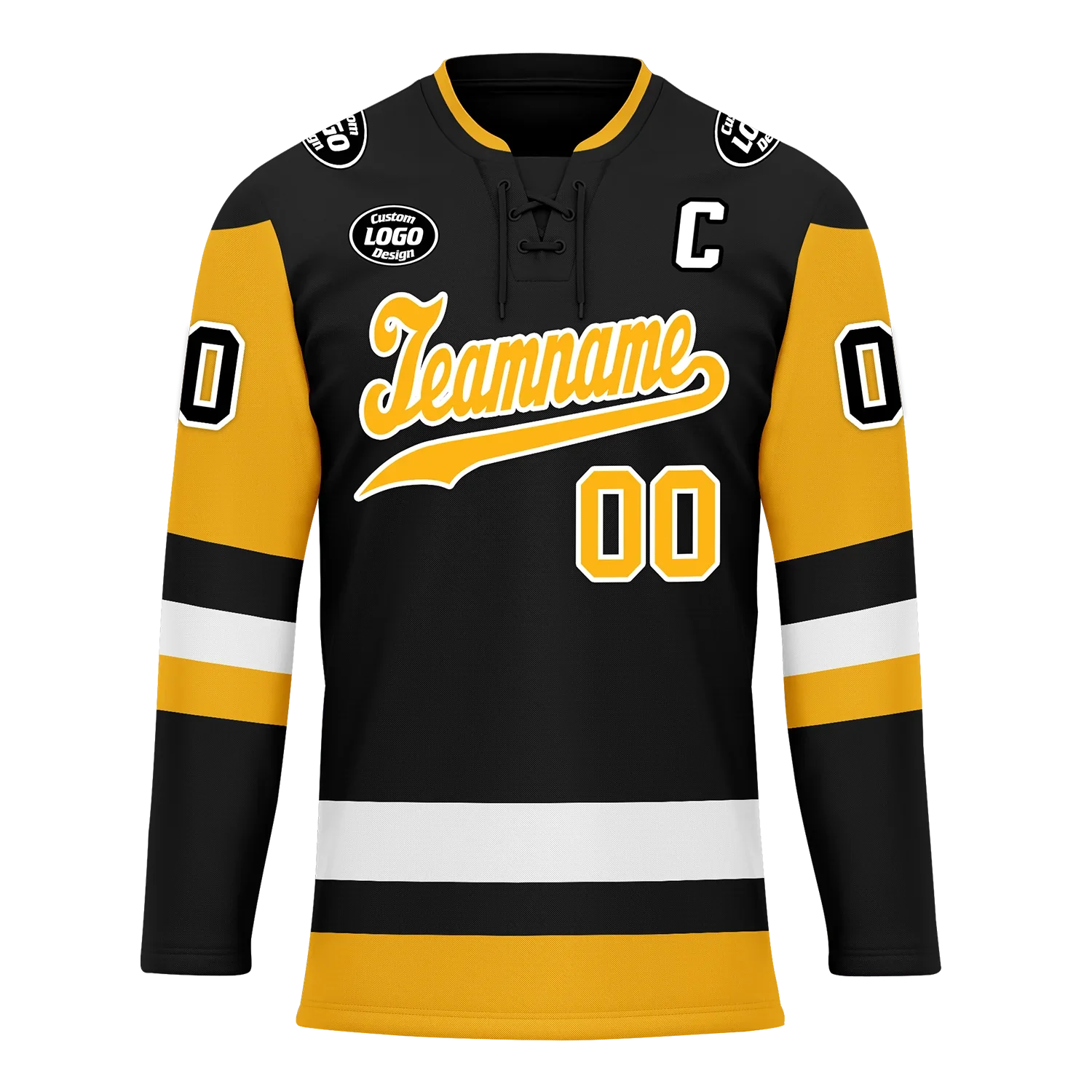 Custom Black Yellow Personalized Hockey Jersey HCKJ01-D0a7009 - Coolcustomize
