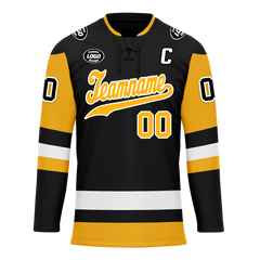 Custom Black Yellow Personalized Hockey Jersey HCKJ01-D0a7009