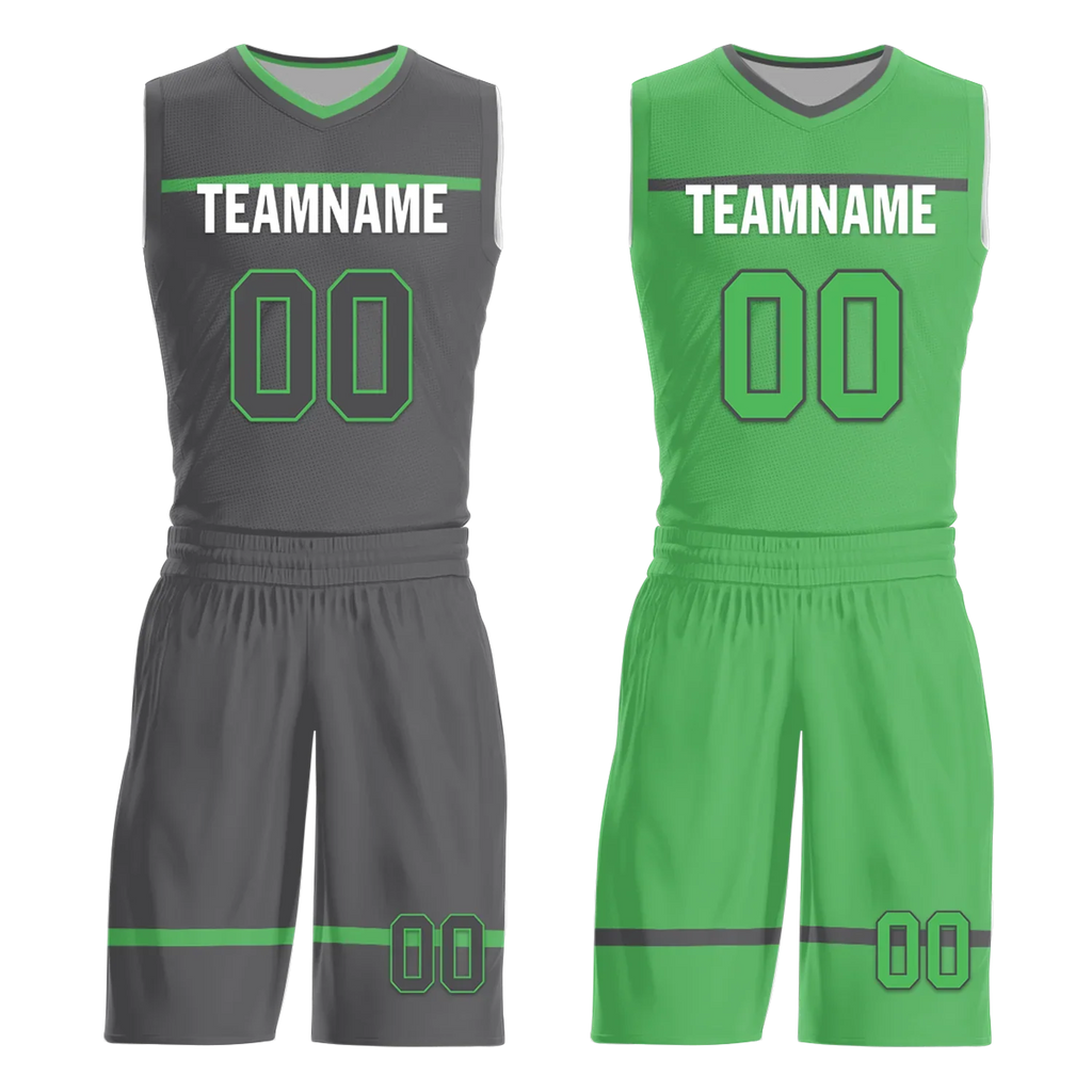 Custom Gray Green Classic Style Reversible Basketball Uniform Personalized Ordinary BBJR-D017046 - Coolcustomize
