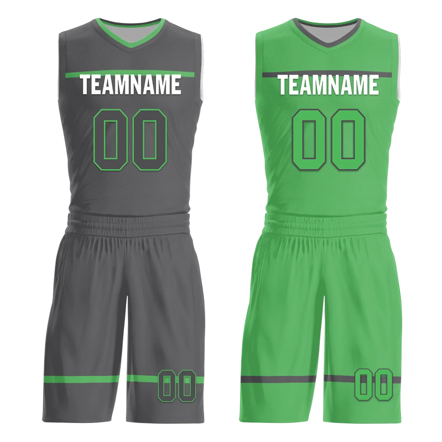 Custom Gray Green Classic Style Reversible Basketball Uniform Personalized Ordinary BBJR-D017046 - Coolcustomize