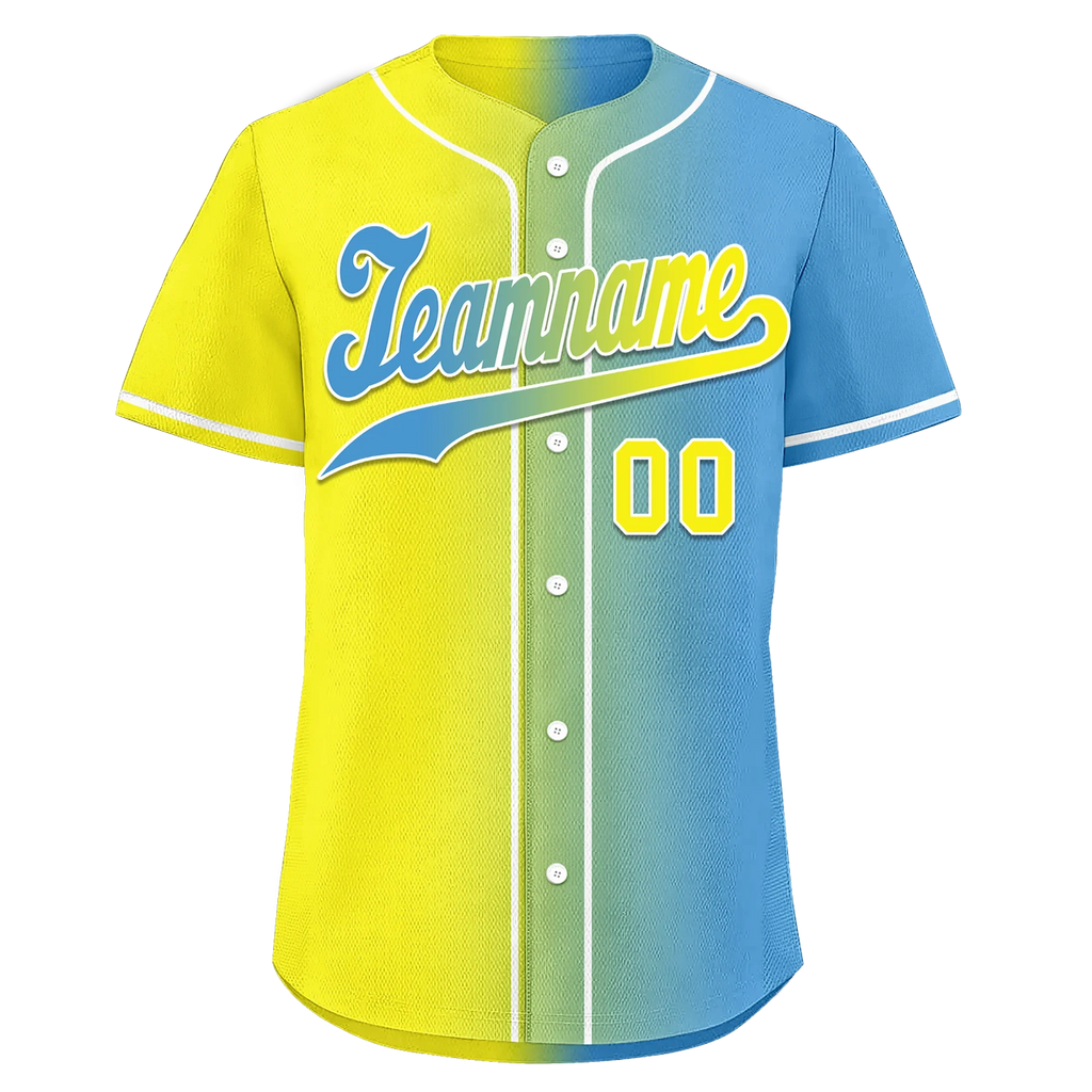 Custom Yellow Blue Gradient Fashion Personalized Authentic Baseball Jersey BSBJ01-D0a7aa0 - Coolcustomize