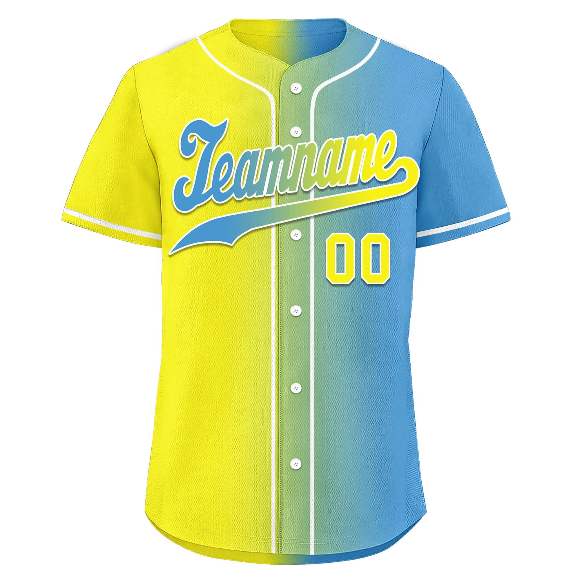 Custom Yellow Blue Gradient Fashion Personalized Authentic Baseball Jersey BSBJ01-D0a7aa0 - Coolcustomize