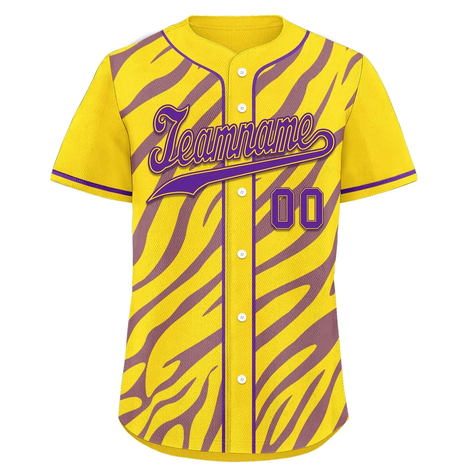 Custom Gold Purple Zebra Pattern Personalized Authentic Baseball Jersey BSBJ01-D020201-14 - Coolcustomize