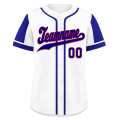 Custom White Blue Raglan Sleeves Personalized Authentic Baseball Jersey BSBJ01-D017168