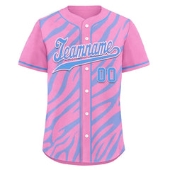 Custom Pink Blue Zebra Pattern Personalized Authentic Baseball Jersey BSBJ01-D020201-18