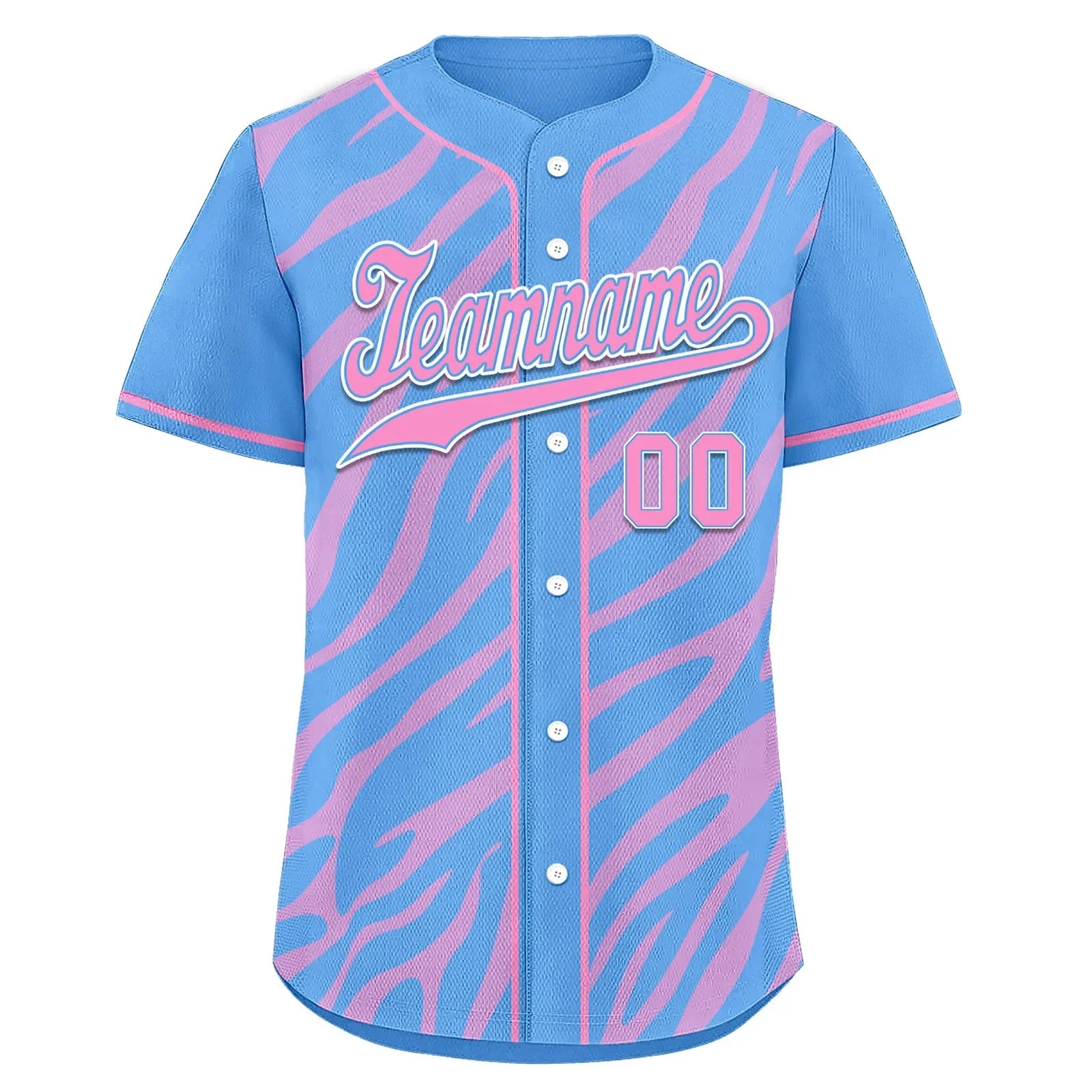 Custom Blue Pink Zebra Pattern Personalized Authentic Baseball Jersey BSBJ01-D020201-17 - Coolcustomize
