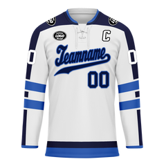 Custom White Blue Personalized Hockey Jersey HCKJ01-D0a70e0