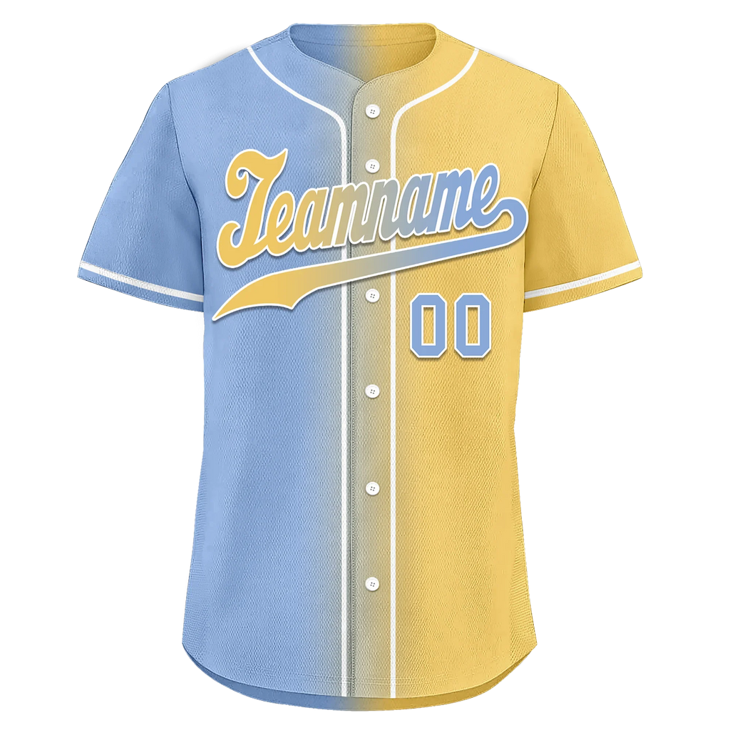 Custom Blue Yellow Gradient Fashion Personalized Authentic Baseball Jersey BSBJ01-D0a7079 - Coolcustomize