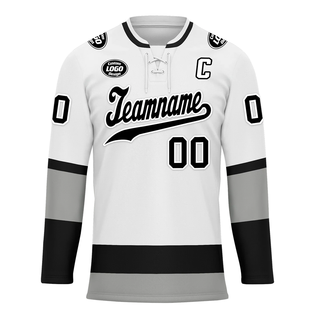 Custom White Grey Personalized Hockey Jersey HCKJ01-D0a70e7 - Coolcustomize