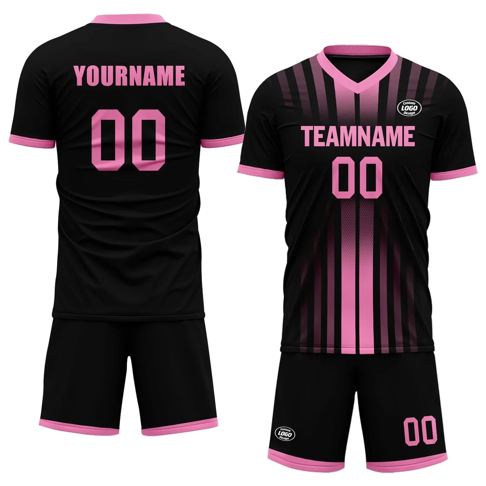 Custom Black Pink Soccer Sets Jersey Personalized SCJ101-D020131-5 - Coolcustomize