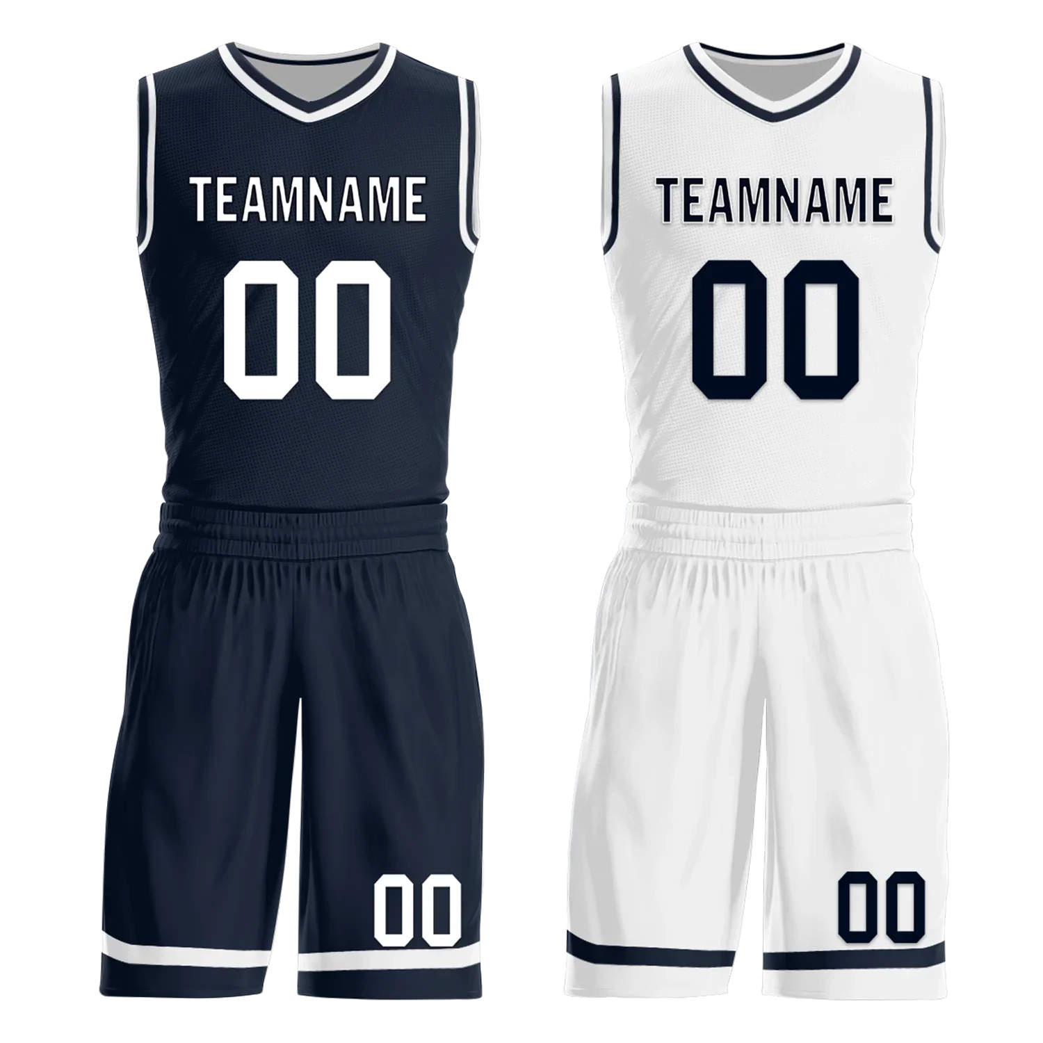 Custom Blue White Classic Style Reversible Basketball Uniform Personalized COOLMAX BBJR-D017056 - Coolcustomize