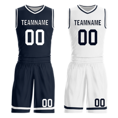 Custom Blue White Classic Style Reversible Basketball Uniform Personalized COOLMAX BBJR-D017056