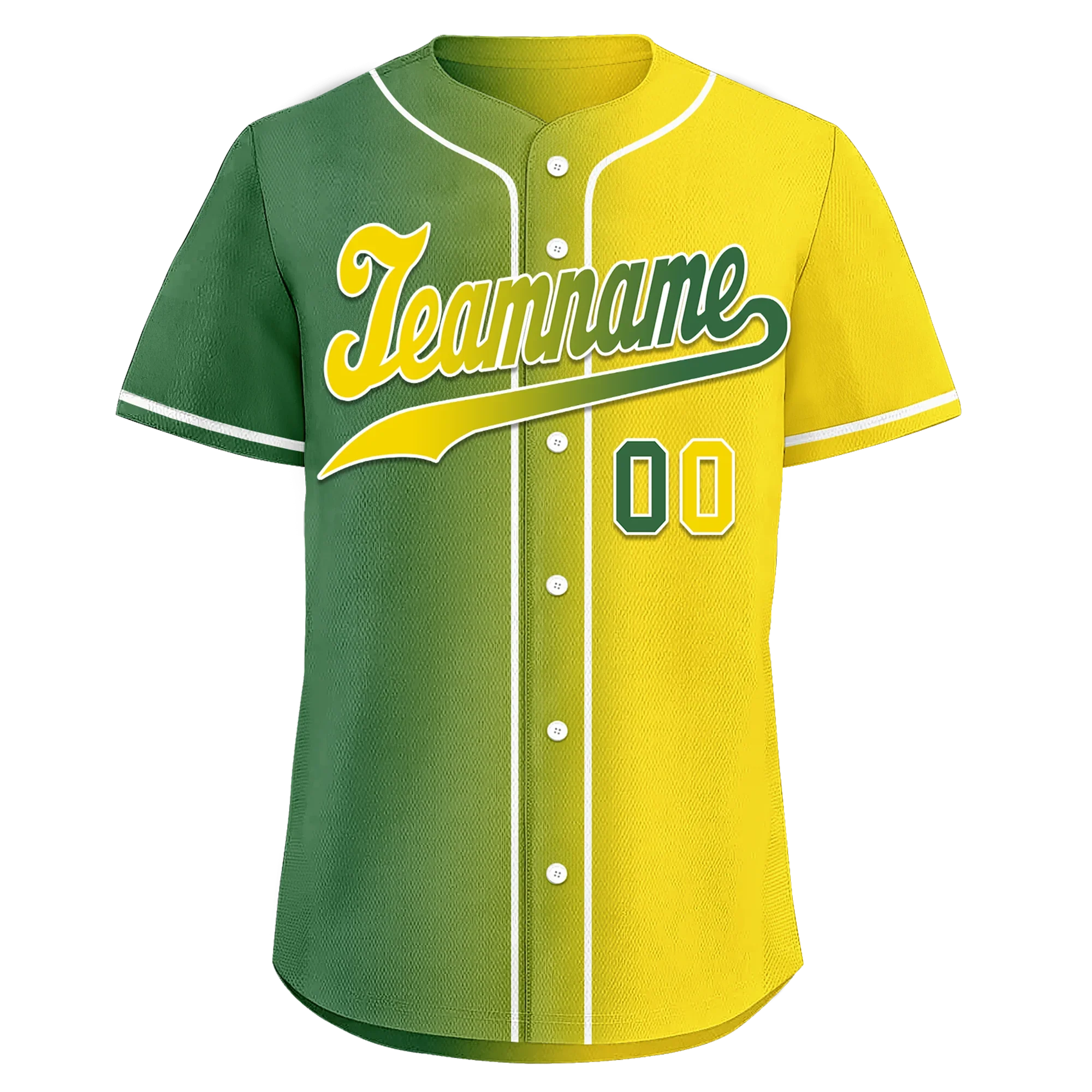 Custom Green Yellow Gradient Fashion Personalized Authentic Baseball Jersey BSBJ01-D0a707d - Coolcustomize