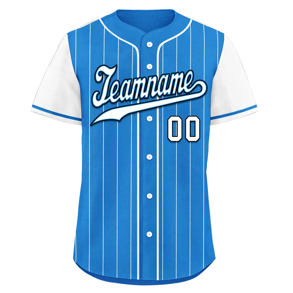 Custom Blue White Stripe Fashion Personalized Authentic Baseball Jersey BSBJ01-D017214 - Coolcustomize