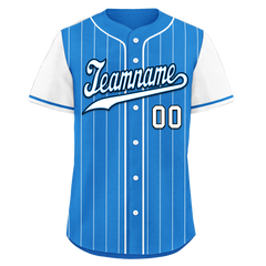 Custom Blue White Stripe Fashion Personalized Authentic Baseball Jersey BSBJ01-D017214