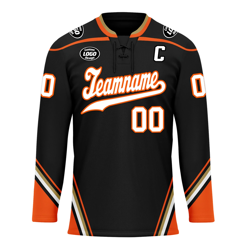 Custom Black Orange Personalized Hockey Jersey HCKJ01-D0a70d8 - Coolcustomize