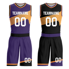 Custom Purple Black Classic Style Reversible Basketball Uniform Personalized COOLMAX BBJR-D017058