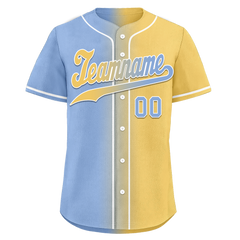 Custom Blue Yellow Gradient Fashion Personalized Authentic Baseball Jersey BSBJ01-D0a7079