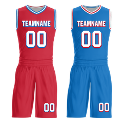 Custom Red Blue Classic Style Reversible Basketball Uniform Personalized Ordinary BBJR-D017022