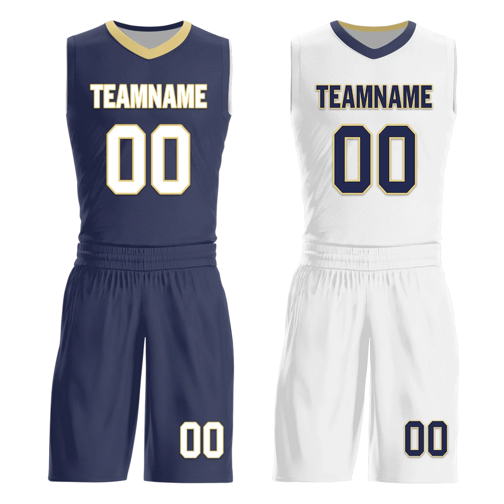 Custom Blue White Classic Style Reversible Basketball Uniform Personalized Ordinary BBJR-D017050 - Coolcustomize