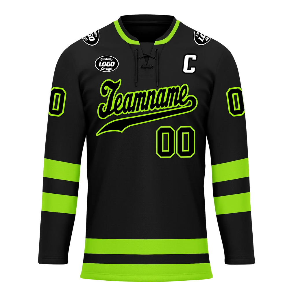 Custom Black Green Personalized Hockey Jersey HCKJ01-D0a70b8 - Coolcustomize