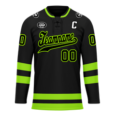 Custom Black Green Personalized Hockey Jersey HCKJ01-D0a70b8