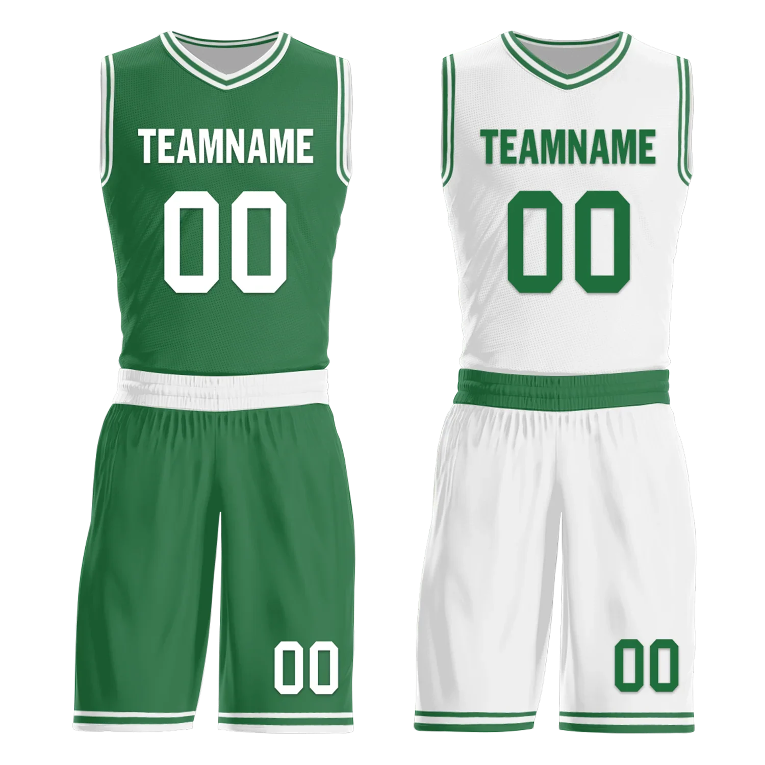 Custom Green White Classic Style Reversible Basketball Uniform Personalized Ordinary BBJR-D017001 - Coolcustomize