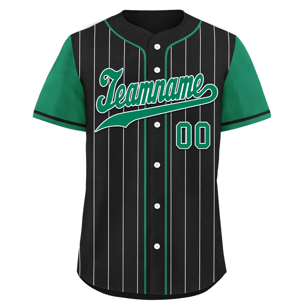 Custom Black Green Stripe Fashion Personalized Authentic Baseball Jersey BSBJ01-D017238 - Coolcustomize
