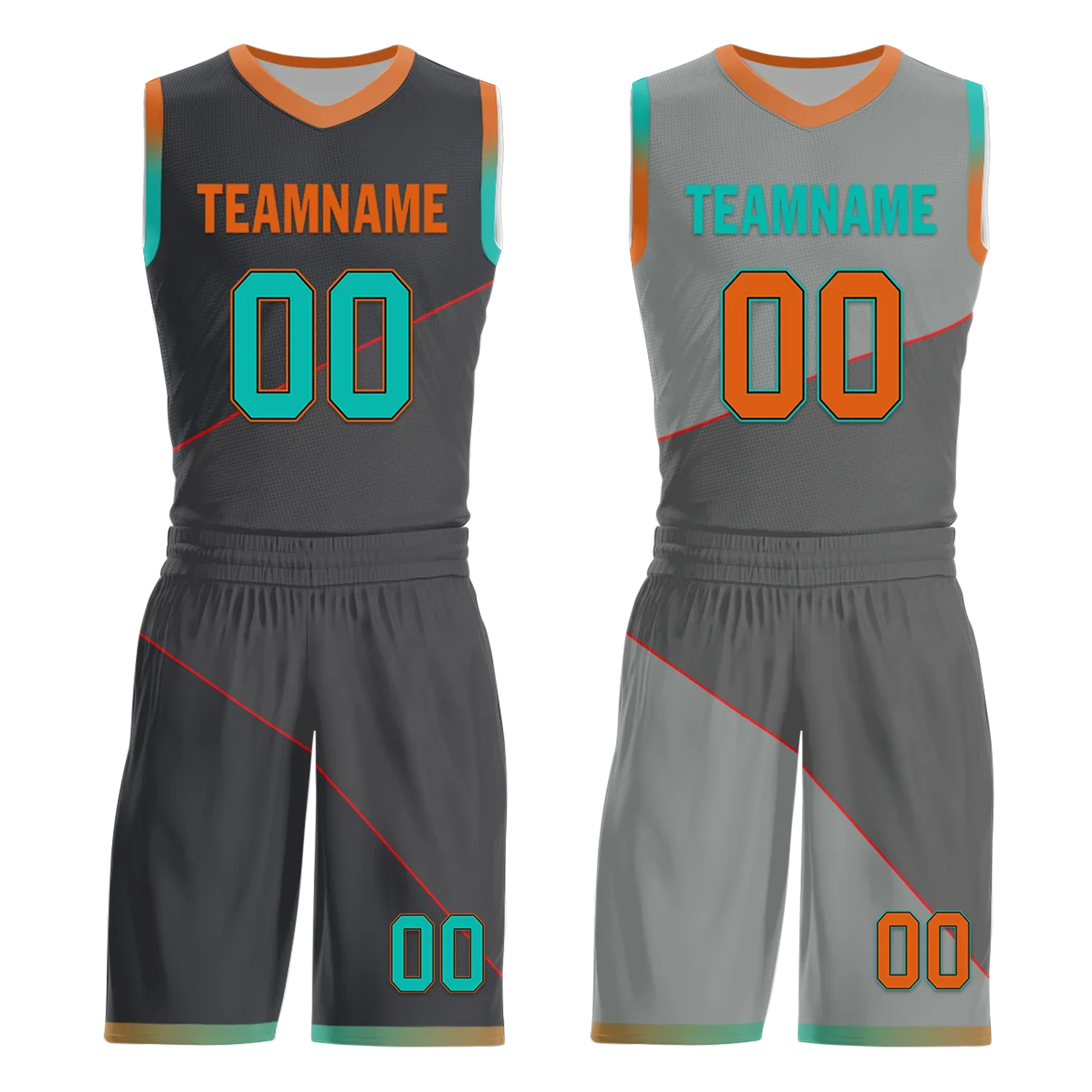 Custom Gray Classic Style Reversible Basketball Uniform Personalized COOLMAX BBJR-D017024 - Coolcustomize