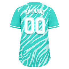 Custom Turquoise White Zebra Pattern Personalized Authentic Baseball Jersey BSBJ01-D020201-11