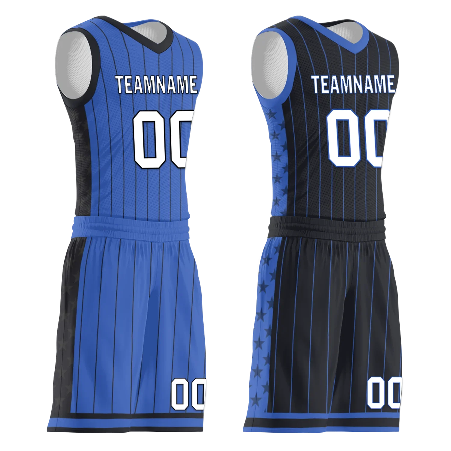 Custom Blue Black Classic Style Reversible Basketball Uniform Personalized COOLMAX BBJR-D017055 - Coolcustomize